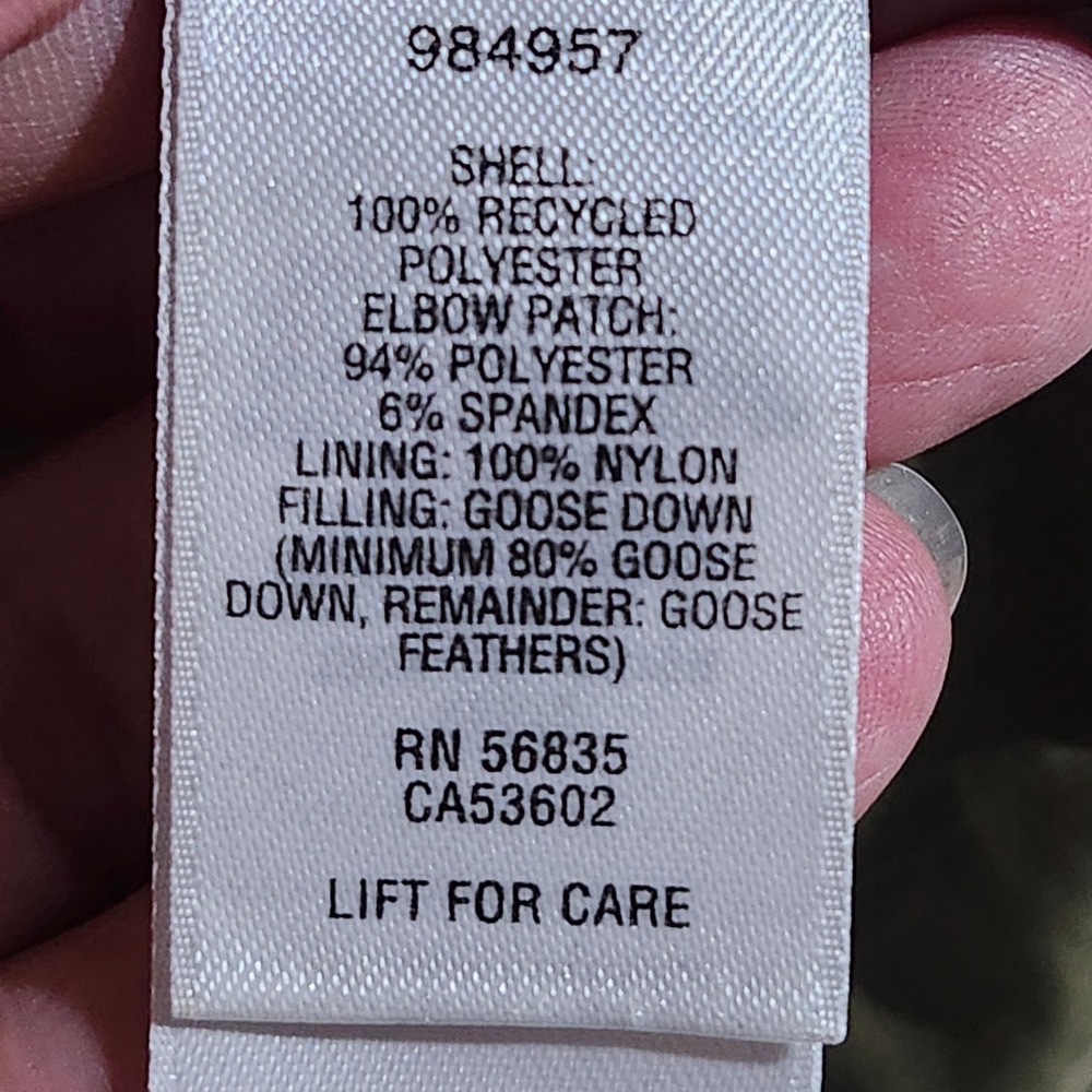 Cabelas Mens 2XL Tall 650 Down Puffer Jacket Olive Green Reinforced Elbows Tall - Picture 6 of 14